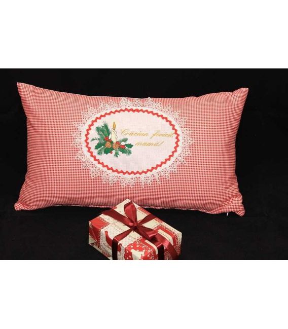 Cadou de Craciun perna decorativa personalizata broderie lumanare
