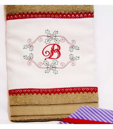 Cadou de Craciun prosop personalizat si decorat culoare bej