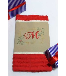 Cadou de Craciun prosop personalizat si decorat culoare rosie