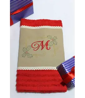 Cadou de Craciun prosop personalizat si decorat culoare rosie