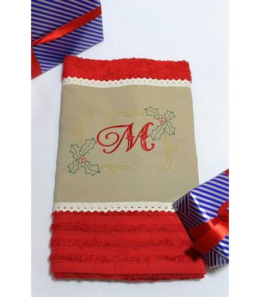 Cadou de Craciun prosop personalizat si decorat culoare rosie