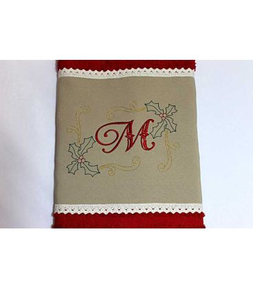 Cadou de Craciun prosop personalizat si decorat culoare rosie