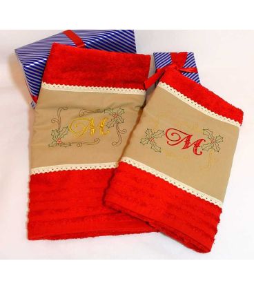 Set prosoape personalizate si decorate culoare rosie