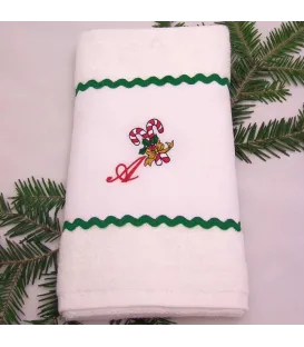 Cadou de Craciun prosop personalizat si decorat culoare alba