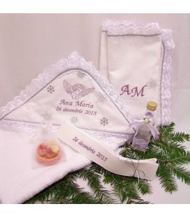 Trusou botez personalizat ingeras si fulgi de nea