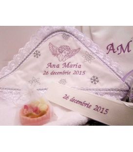 Trusou botez personalizat ingeras si fulgi de nea