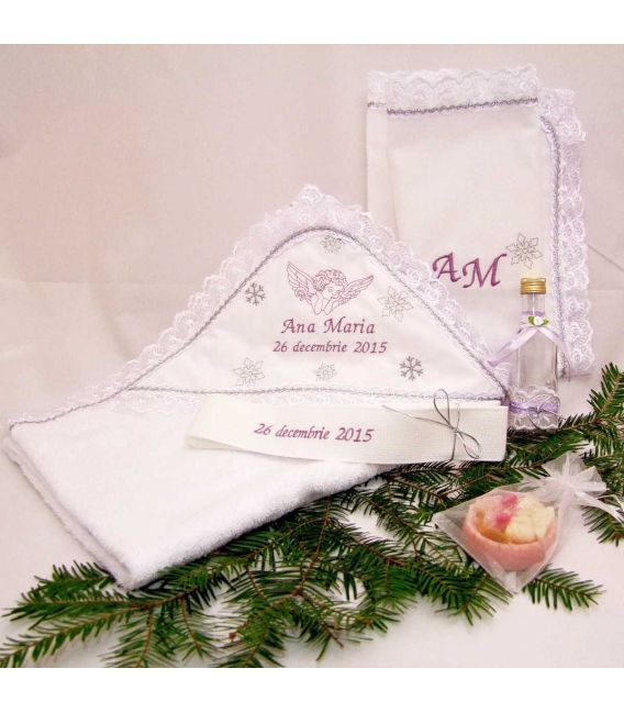 Trusou botez personalizat ingeras si fulgi de nea