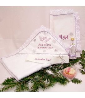 Trusou botez personalizat ingeras si fulgi de nea