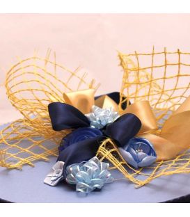 Cutie rotunda ursulet cu papion personalizata cu nume si data botez