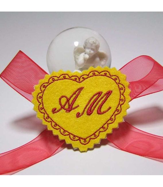 Marturie botez personalizata inimioara cu monograme AM