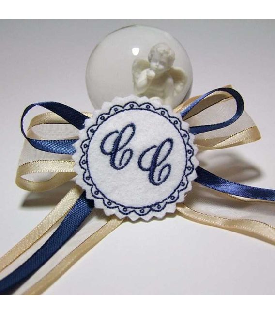 Marturie botez personalizata cu monograme C