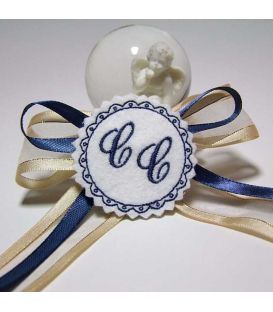 Marturie botez personalizata cu monograme C model rotund