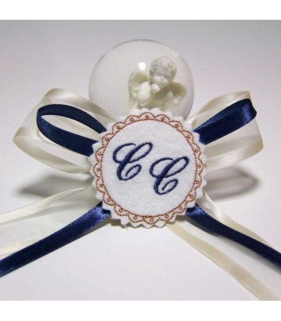 Marturie botez personalizata cu monograme C