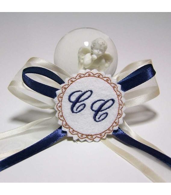 Marturie botez personalizata cu monograme C