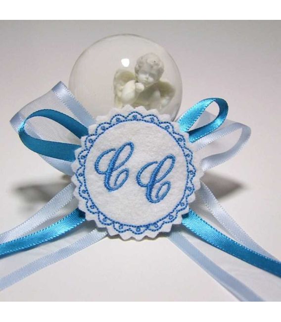 Marturie botez personalizata cu monograme C