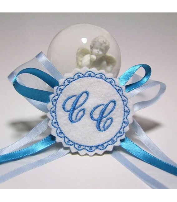 Marturie botez personalizata cu monograme C