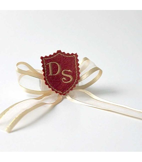 Marturie botez personalizata blazon cu monograme DS