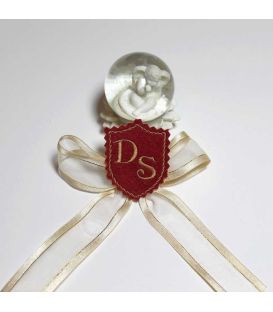 Marturie botez personalizata blazon cu monograme DS