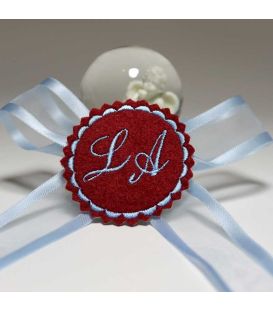 Marturie botez personalizata cu monograme LA