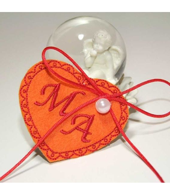 Marturie botez personalizata inima cu monograme MA