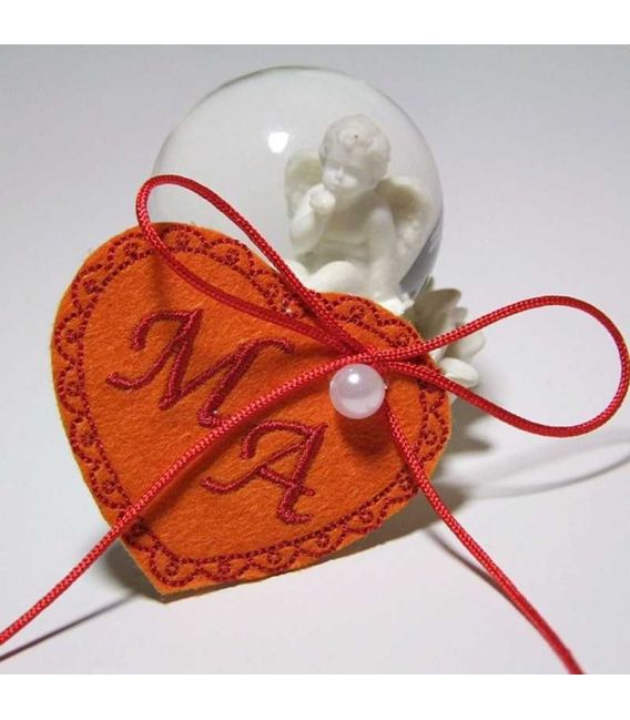 Marturie botez personalizata inima cu monograme MA