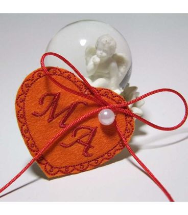 Marturie botez personalizata inima cu monograme MA