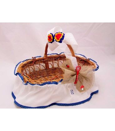 Cosulet botez traditional decorat culoare albastra