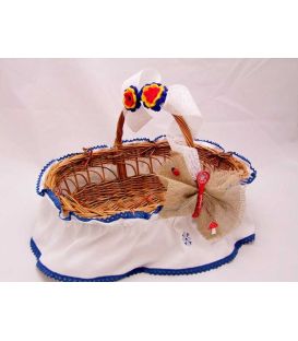 Cosulet botez traditional decorat culoare albastra