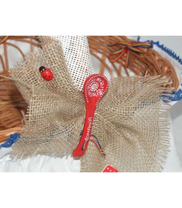 Cosulet botez traditional decorat culoare albastra