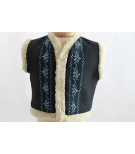 Costumas botez vestuta albastru inchis brodata traditional