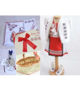 Trusou botez complet, traditional, fetite, broderie stelute