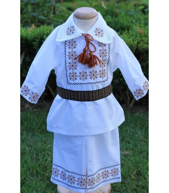 Costum traditional botez baieti stelute bej