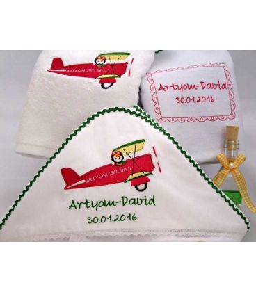 Trusou avion Artyom David personalizat cu nume si data botez