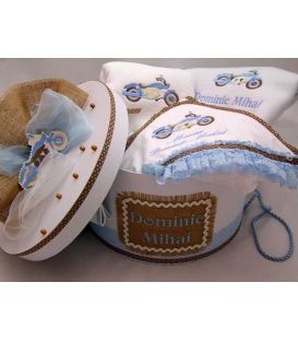 Set complet botey cu broderie motocicleta