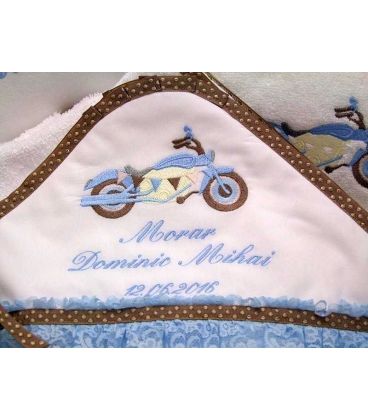 Broderie motocicleta pe prosopul cu capison