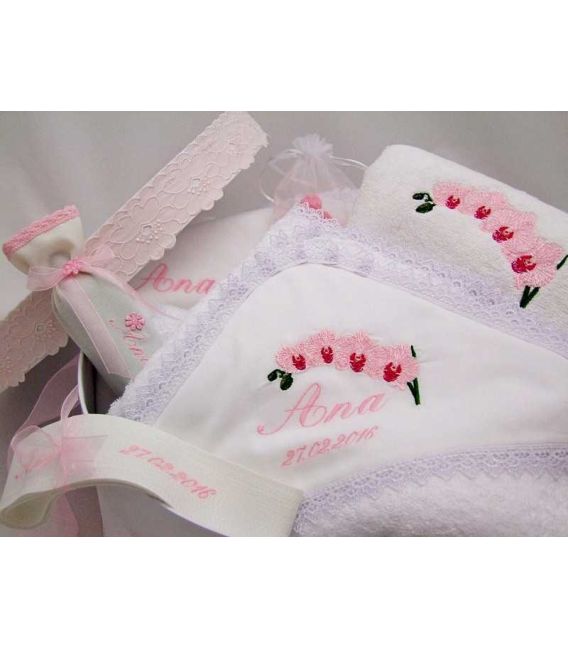 Trusou botez personalizat orhidee