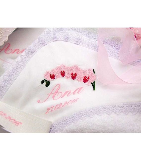 Trusou botez personalizat orhidee