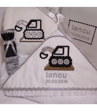 Trusou botez baieti personalizat escavator