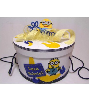 Cutie rotunda botez personalizata Minions