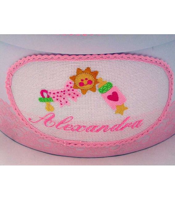 Cutie botez personalizata cu broderie Soare si Jucarii