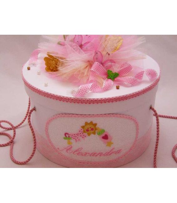 Cutie botez personalizata cu broderie Soare si Jucarii