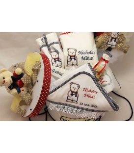 Trusou botez personalizat complet ursulet cu papion