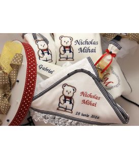 Trusou botez personalizat complet ursulet cu papion