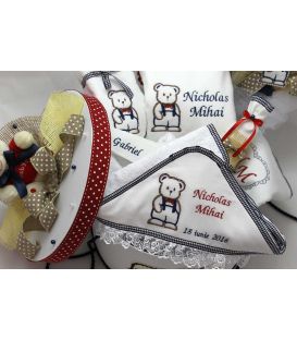 Trusou botez personalizat complet ursulet cu papion