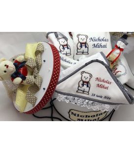 Trusou botez personalizat complet ursulet cu papion
