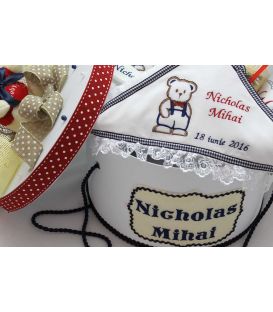 Trusou botez personalizat complet ursulet cu papion