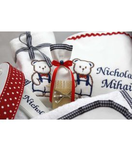 Trusou botez personalizat complet ursulet cu papion