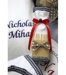 Trusou botez personalizat complet ursulet cu papion