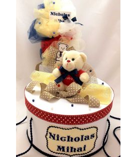 Trusou botez personalizat complet ursulet cu papion