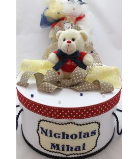 Trusou botez personalizat complet ursulet cu papion